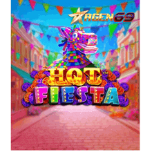 a slot machine called hot fiesta has a colorful llama on the cover