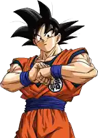 a cartoon drawing of goku from dragon ball z with his arms crossed