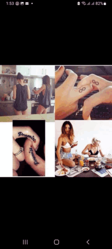 a collage of photos of women with tattoos on their hands