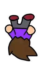a cartoon of a person doing a handstand with purple pants