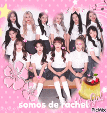 a group of girls are posing for a picture and the caption says somos de pachel
