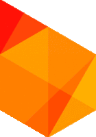 a red and orange geometric shape on a white background