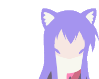 a girl with purple hair has cat ears on her ears
