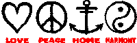 a sign that says love peace home harmony with a peace sign and an anchor