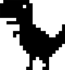 a pixel art silhouette of a dinosaur on a white background