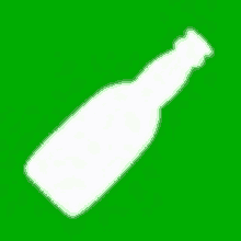 a white bottle on a green background is a silhouette of a bottle .