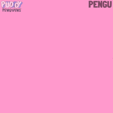 a cartoon of a penguin holding a heart with the name pengu on the bottom right