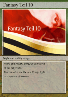 a card that says fantasy teil 10 with a picture on it