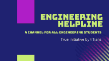 a blue background with the words engineering helpline a channel for all engineering students true initiative by ilitians