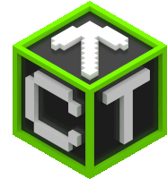 a green cube with the letters ct and a white arrow pointing up