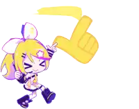 a cartoon of a girl pointing at a thumbs up symbol