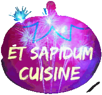 a sign that says et sapidum cuisine with fireworks behind it