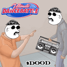 a poster for the ultimate dance battle shows two guys fighting over a boombox