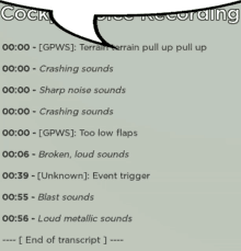 a list of sounds including crashing sounds and blast sounds