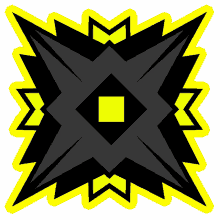 a black and yellow design with a square in the center