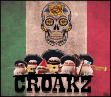 a poster with a skull on it and the word croakz below it