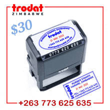 a stamp that says trodat zimbabwe on the top of it