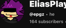 a drawing of a person with purple hair and the name eliasplay on the bottom