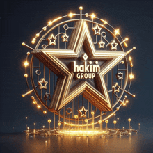 a golden star with the words hakim group on it