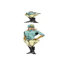 a cartoon of a man with a picture of a man in his pants behind him