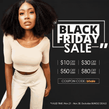 an advertisement for a black friday sale with a coupon code on the bottom