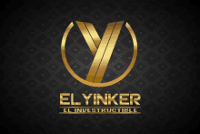 a logo for elyinker el indestructible is displayed on a black background