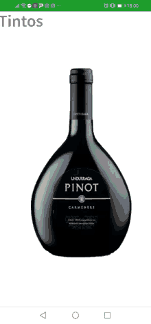 a bottle of pinot wine is displayed on a cell phone screen