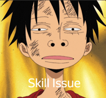 a cartoon of luffy with the words skill issue above him