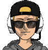 a cartoon of a man wearing a baseball cap , sunglasses and headphones .