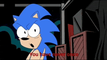 a cartoon of sonic the hedgehog with the words you have never once