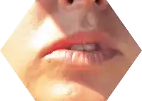 a close up of a person 's mouth with a white background