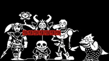 a group of skeletons are standing next to each other on a black background in a video game .