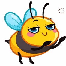 a cartoon illustration of a bee with a sad face