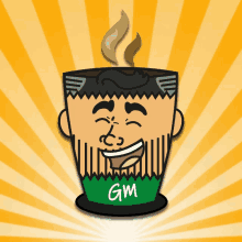 a cartoon of a man with a beard and the name gm