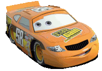 an orange race car with the number 58 on the front