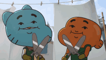 gumball and darwin from the amazing world of gumball hold scissors