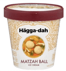 a tub of hagga-dah matzah ball ice cream with a red lid