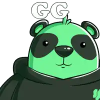 a cartoon panda bear with the letters gg above his head