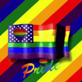 a rainbow flag with a heart in the middle and the word pride under it