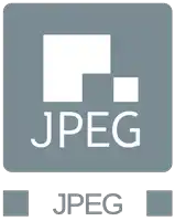 a logo that says jpeg on a grey background