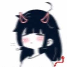 a devil girl with horns and a tail .