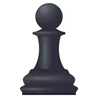 a black pawn chess piece with a ball on top