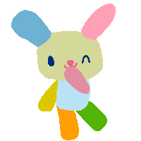 a drawing of a bunny with a blue nose