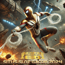 a poster with a spiderman and the words museum bola situs slot gacor