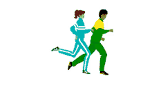 a man and a woman are running together and the man is wearing a nike shirt