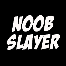 a black background with the words noob slayer in white