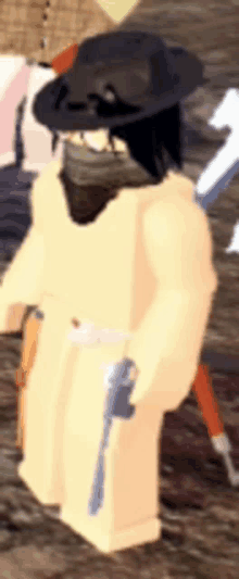 a person wearing a hat and holding a gun in a video game