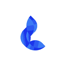 a blue leaf with the letter l in the middle on a white background