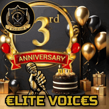 a 3rd anniversary advertisement for elite voices