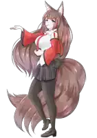 a drawing of a girl with long hair and a tail